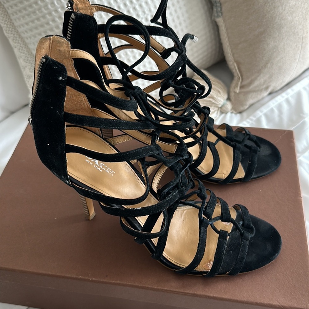 Coach Salvadora Black Suede Lace up Sandal - SIZE 8.5 - Picture 6 of 12